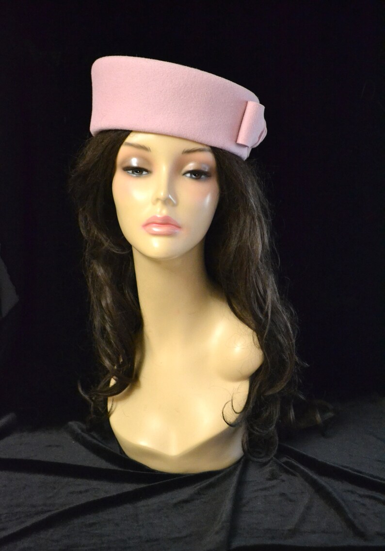 Pink Felt Hat Pink Pillbox Hat Jackie O Hat 50s Hat 50s Etsy