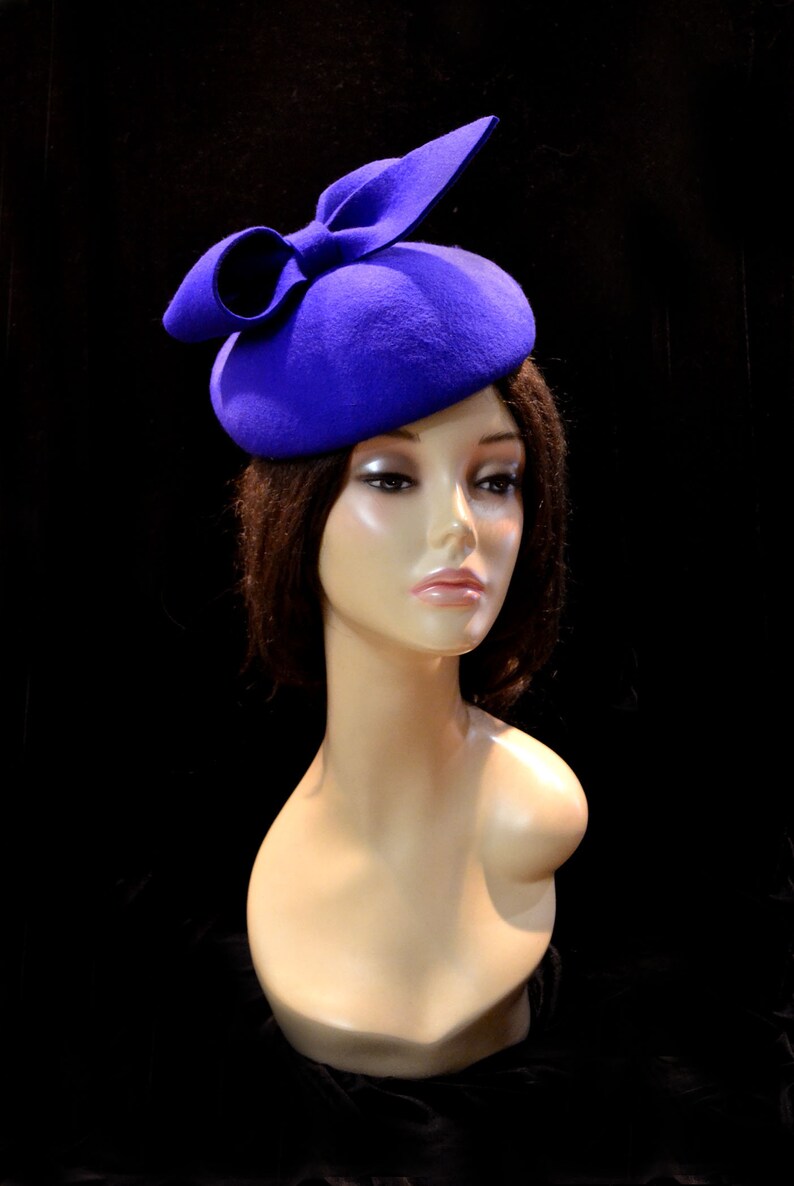 Navy blue pillbox hat fascinator cocktail wedding hats bridal Etsy