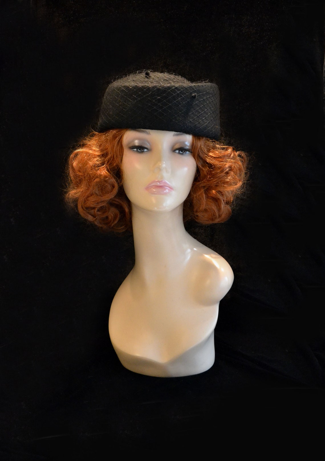 Purple pillbox hat with veil womens fascinator wedding Etsy