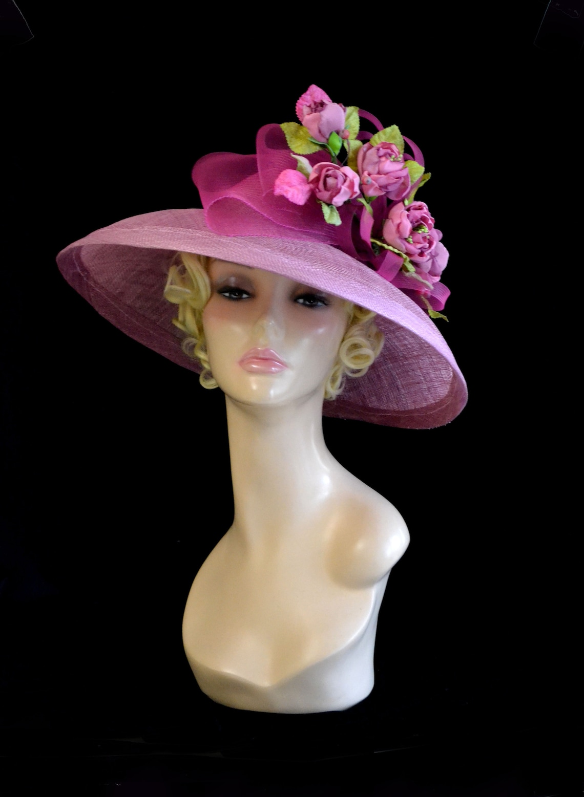 Pink Derby hat for women Pink Derby hat fascinator Sinamay hat Etsy