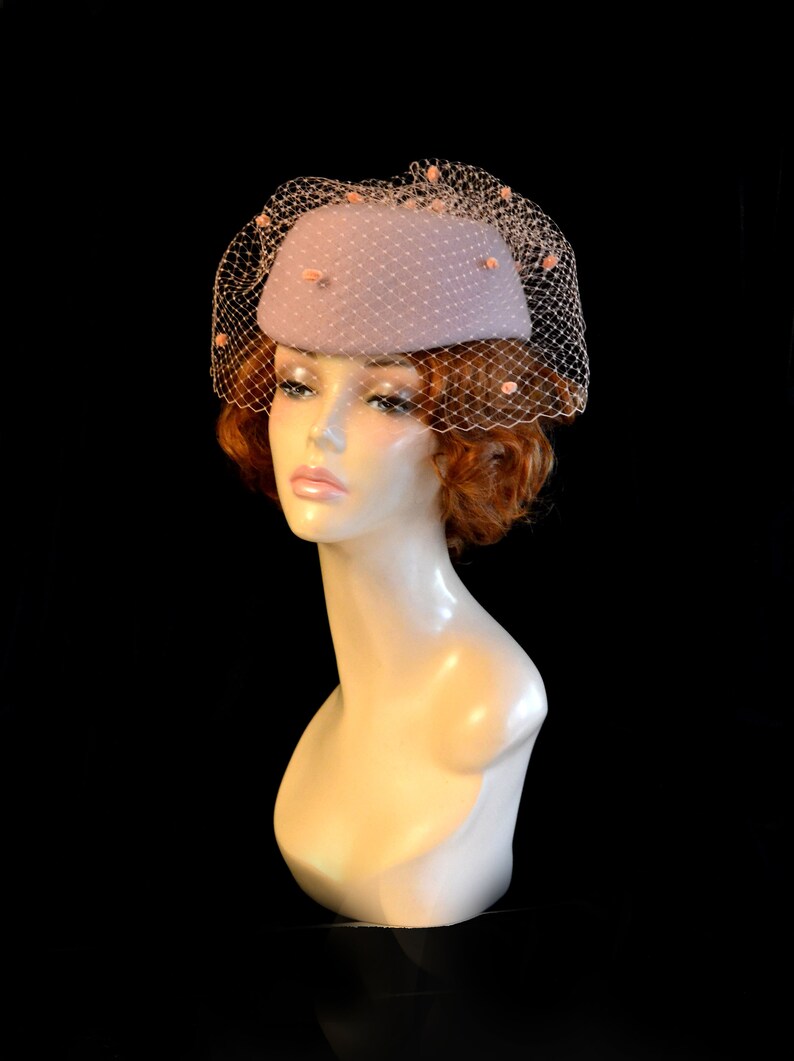 Blush pink hat pink pillbox hat pillbox hat with veil Etsy