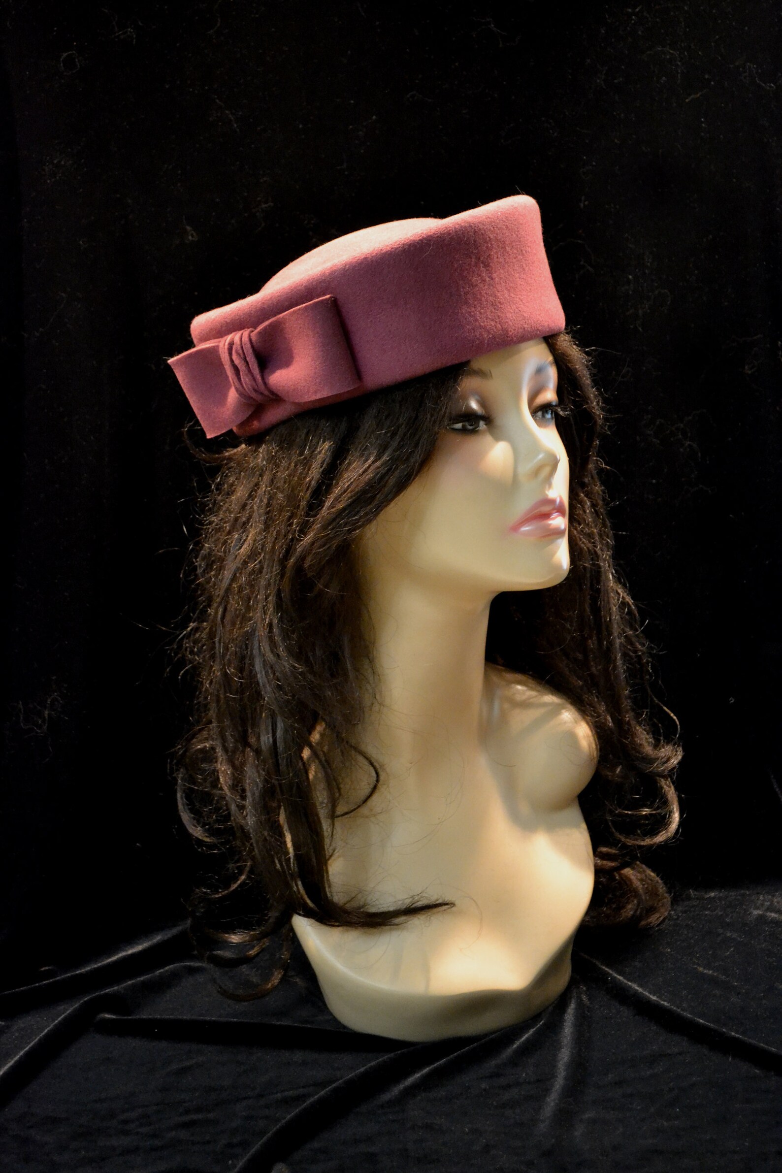 Pink felt hat pink pillbox hat Jackie O hat 50s hat 50s Etsy
