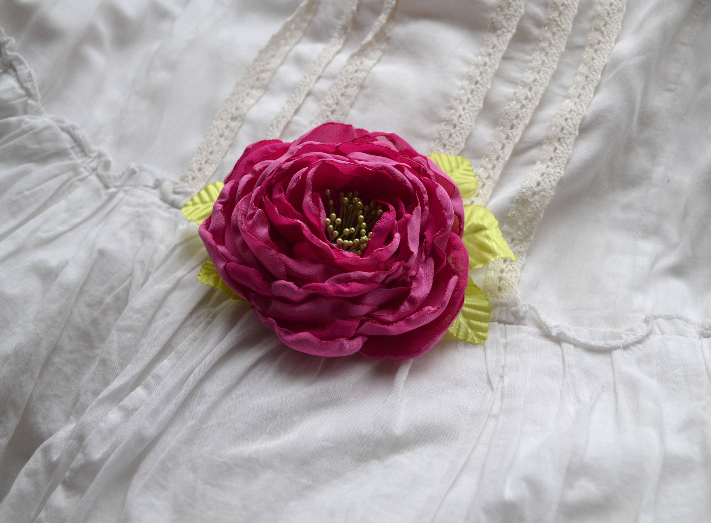Silk rose brooch pink flower silk brooch textile pink Etsy