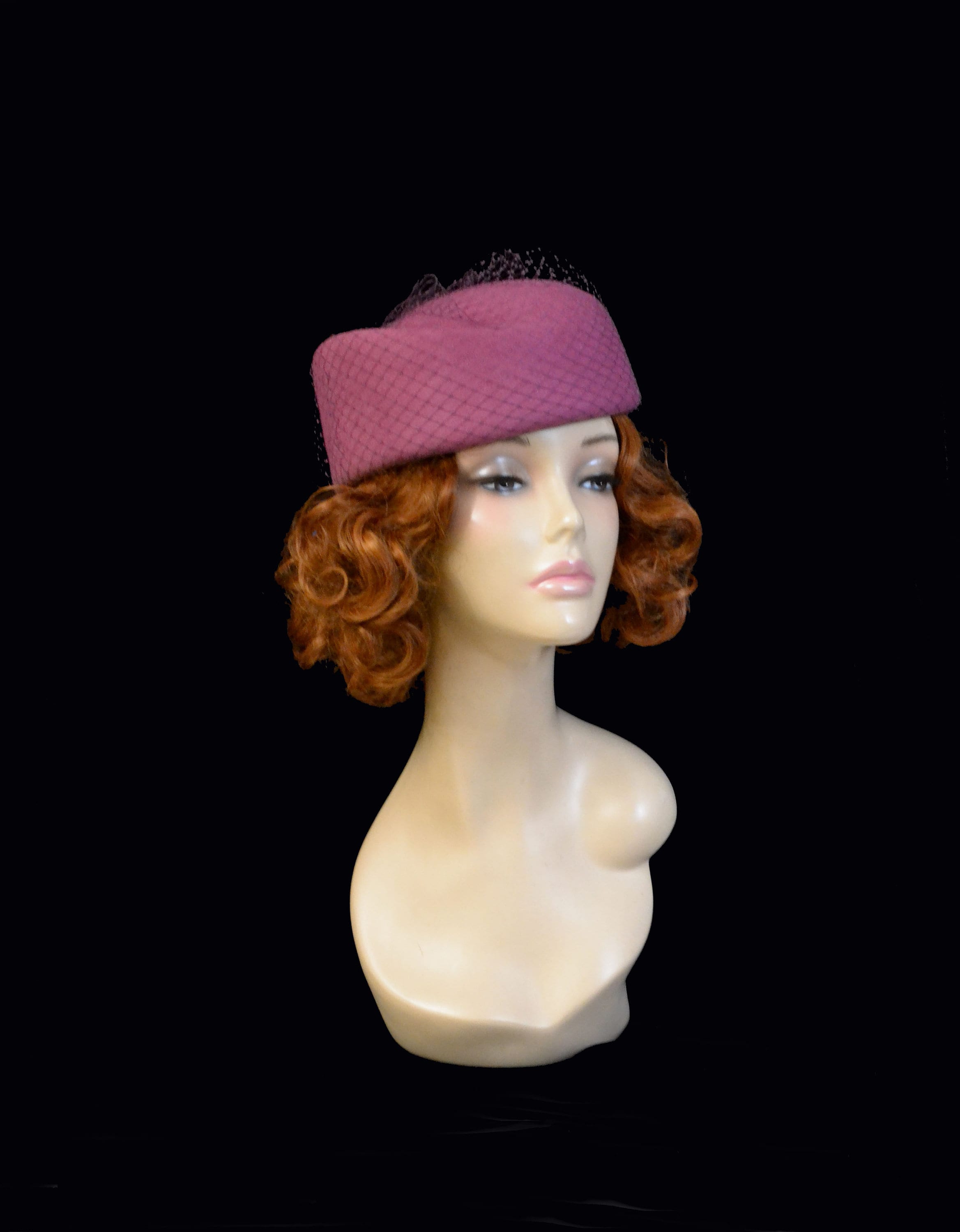 Dusty pink pillbox hat with veil Pink pillbox hat Pink felt Etsy