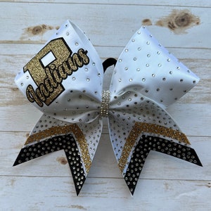 Satin rhinestone cheer bow