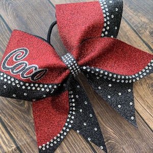 Red & Black Glitter Cheer Bow