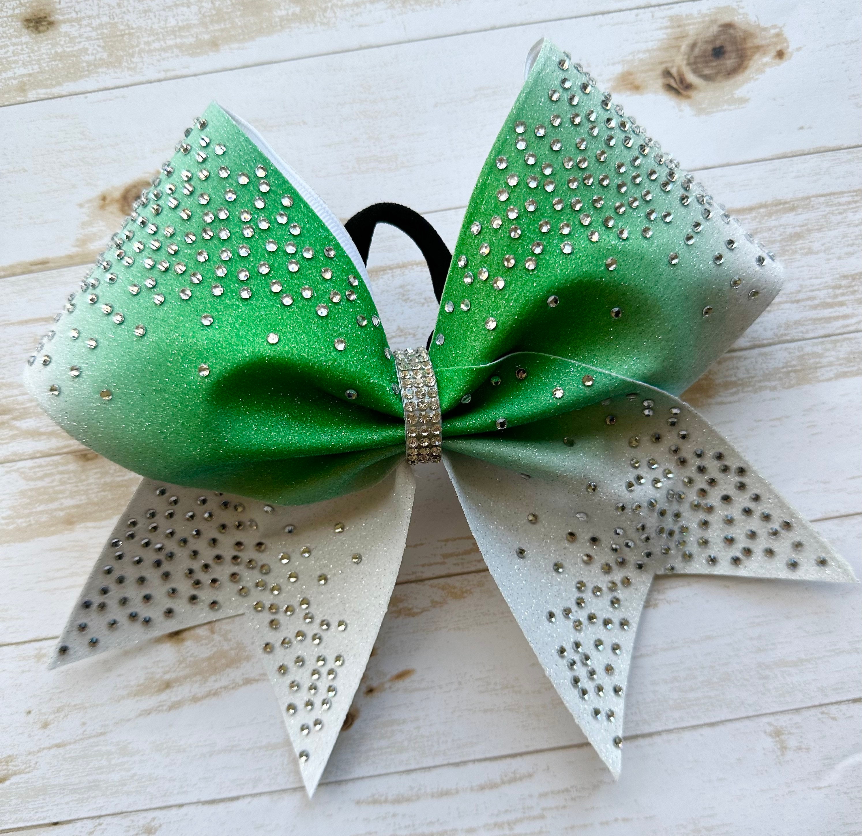 Green And Silver Cheer Bows