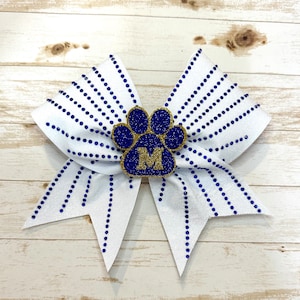 White Glitter Bow With Custom Center