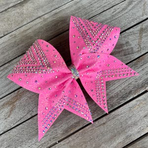 Neon Pink  Rhinestone Cheer Bow