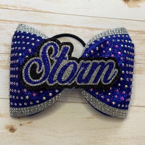 4" Glitter Tailless Cheer Bow with Team Name