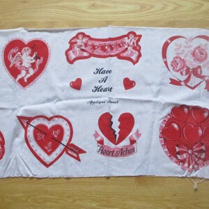 Valentine, Valentine Fabric, Valentine Fabric Panel, Heart, Red Flowers, Have A Heart, Valentine Applique Fabric Panel, Heart Aches, Cupid