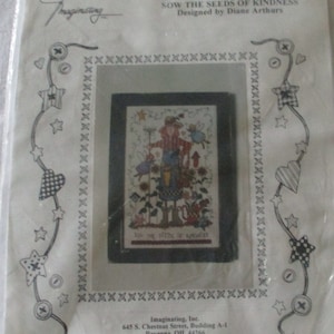 Counted Cross Stitch Kit, Sow The Seeds of Kindness Cross Stitch Kit, Vintage Counted Cross Stitch Kit,Cross Stitch Gardener,Birdhouse,Angel
