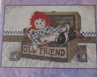 Raggedy Ann Counted Cross Stitch Kit Old Friend Trunk Cross Stitch,Red Hair Doll Kit Rag Doll Cross Stitch Kit Old Friend Raggedy Ann Kit