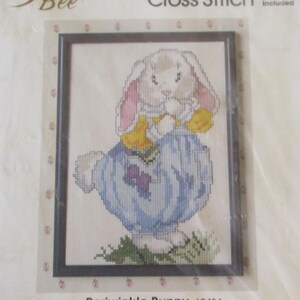 Easter Rabbit Counted Cross Stitch Picture, Periwinkle Bunny Kit, Rabbit Picture, Golden Bee Counted Cross Stitch Kit, Bunny Rabbit Picture
