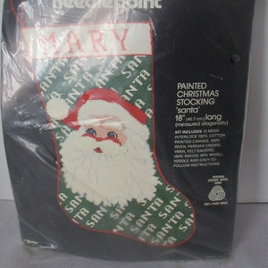 Needlepoint Stocking Kit, Christmas Santa Claus Needlepoint Stocking Kit, Santa Stocking Kit, Santa Vintage Needlepoint Stocking Kit, Santa