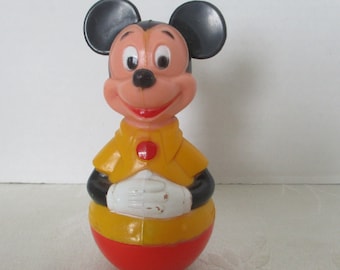 Mickey Mouse, Mickey Mouse Weeble Wobble, Vintage 1975 Toy, Baby Toy, Walt Disney, Vintage Mickey, Mickey, Mouse,Vintage Mickey Mouse,Disney