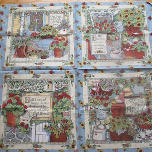 Pillow Panel Fabric, Spring, Summer, Susan Winget Fabric, Flowers Pillow Panels, 4 Pillow Panels, Daisies, Flowers Are Our Constant Friends