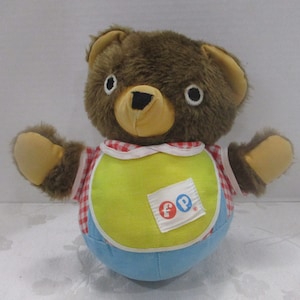 Vintage Fisher Price, Vintage Bear Plush,Roly Poly Teddy Bear,Chime Musical Baby Toy #719,Cub,Fisher Price Cuddly Toy,Retro,Rolling Ball Toy