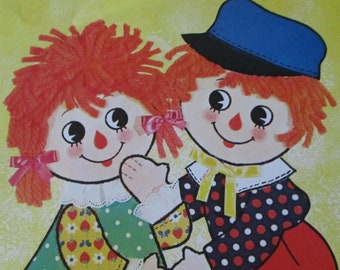 Vintage 1974 Raggedy Ann & Raggedy Andy Talking Alarm Clock With