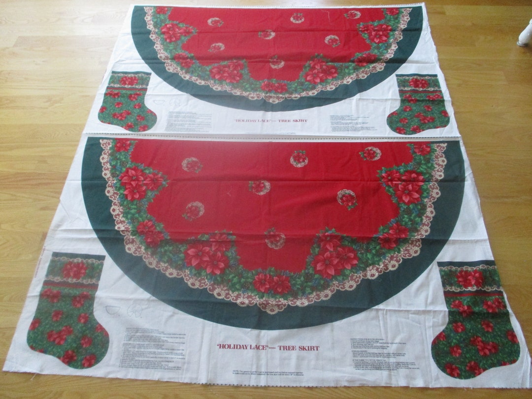 Tree Skirt Fabric Panel, Christmas Tree Skirt, Holiday Lace Christmas