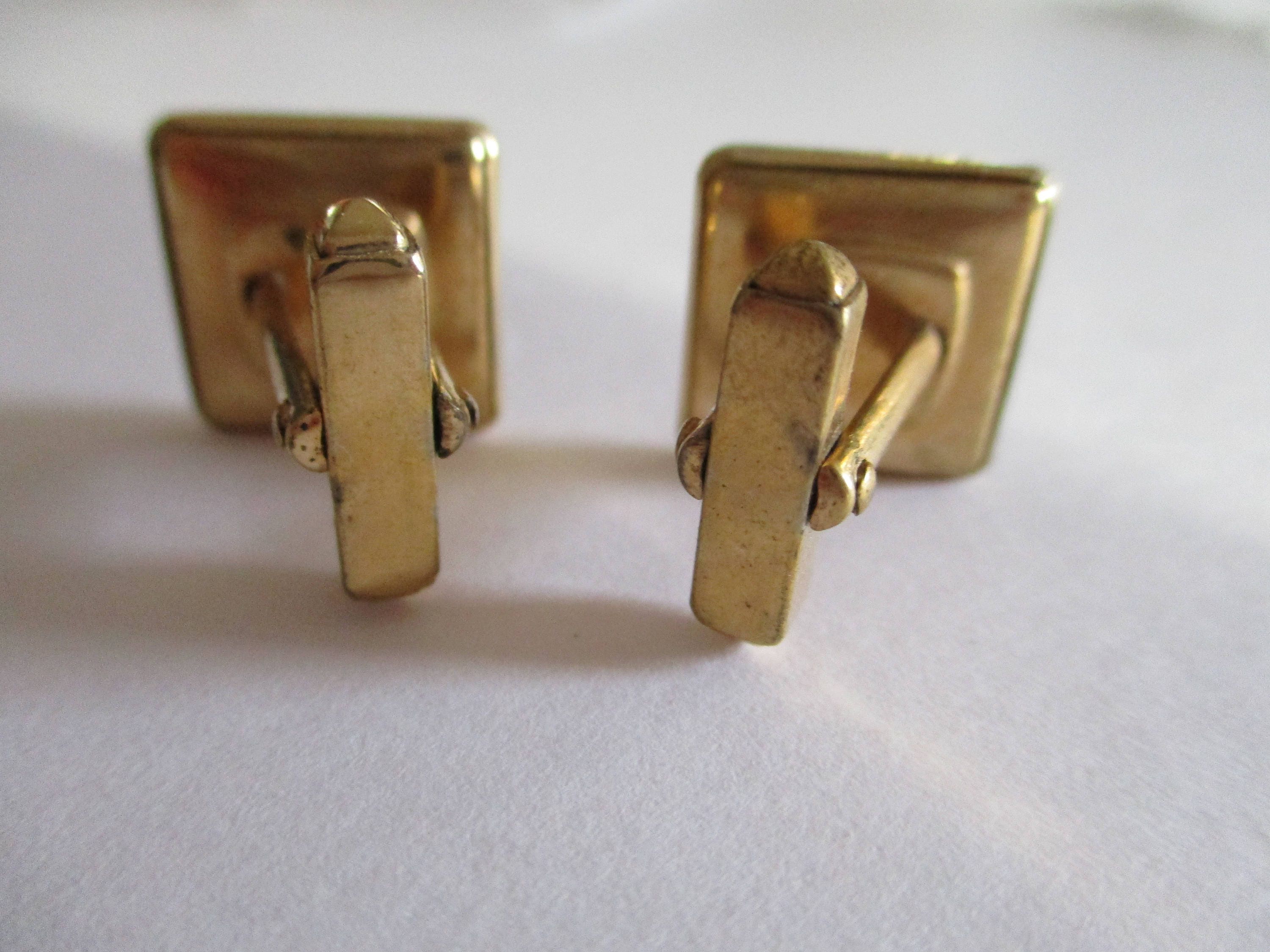 Épingle De Revers Vintage ANSON - Boutons De Manchette Et Attache-Cravate - Pierre Marbre Noir