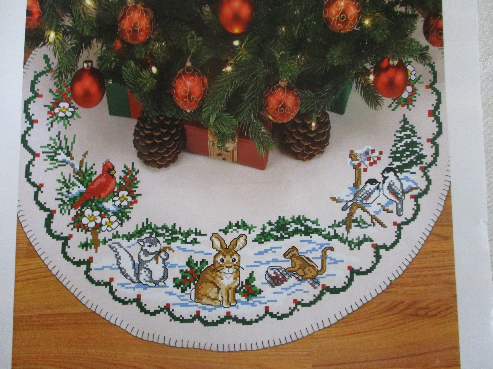 Stamped Cross Stitch Christmas Tree SkirtWoodland Fleece Tree Etsy