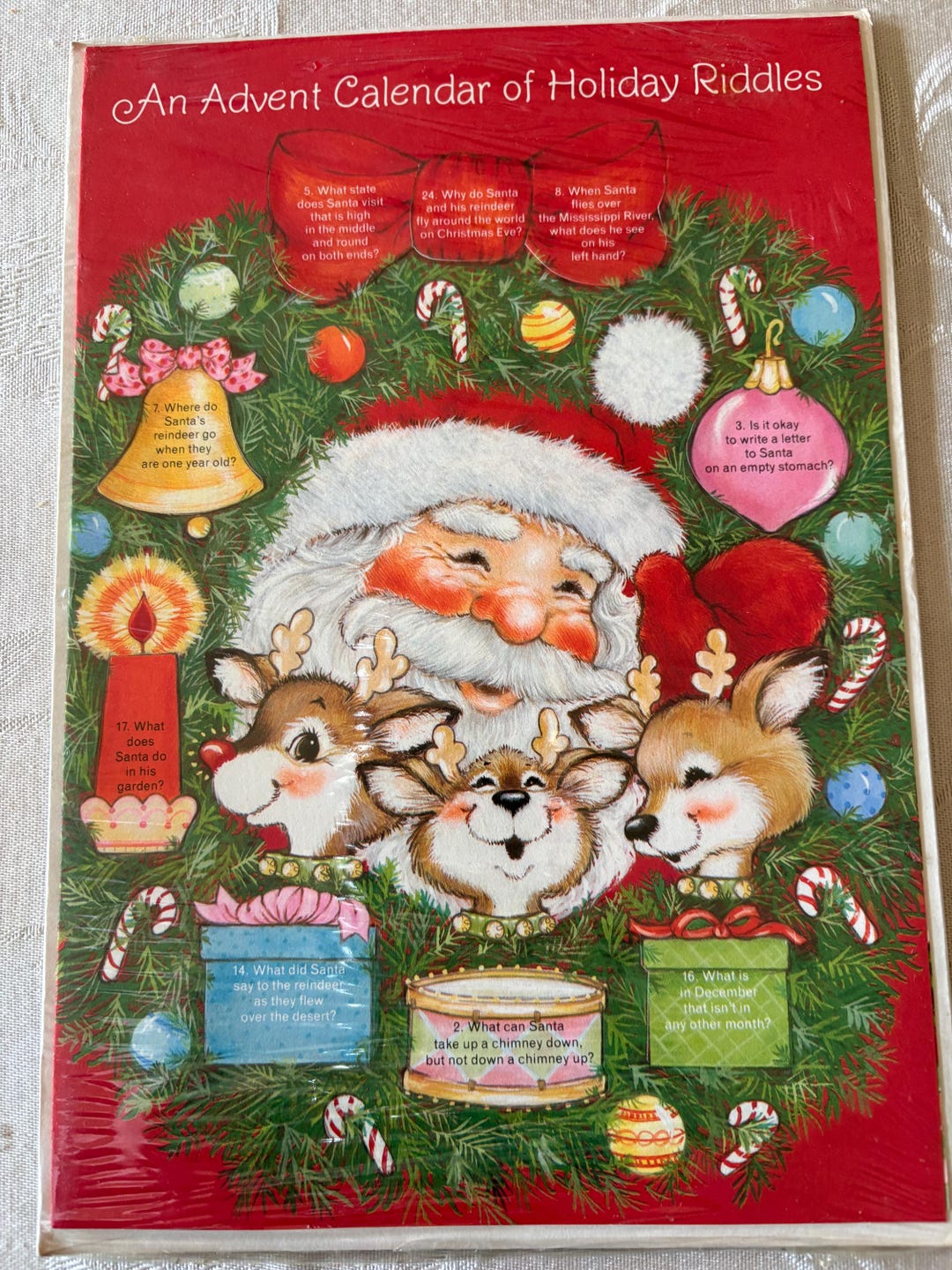 Advent Calendar, Vintage Santa Advent Calendar With Envelop, an Advent