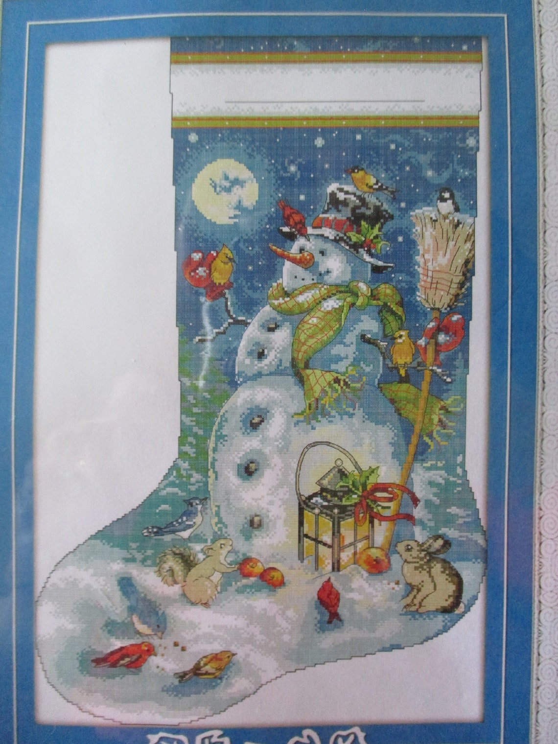 Cross Stitch Christmas Stocking Snowman Cross Stitch Stocking Etsy