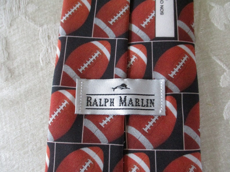 Vintage Football Tie, Just Balls Footballs, Sports Ralph Martin Men's Necktie, NFL Tie, Football Tie, Super Bowl, Kitsch, Novelty Tie, Balls image 2