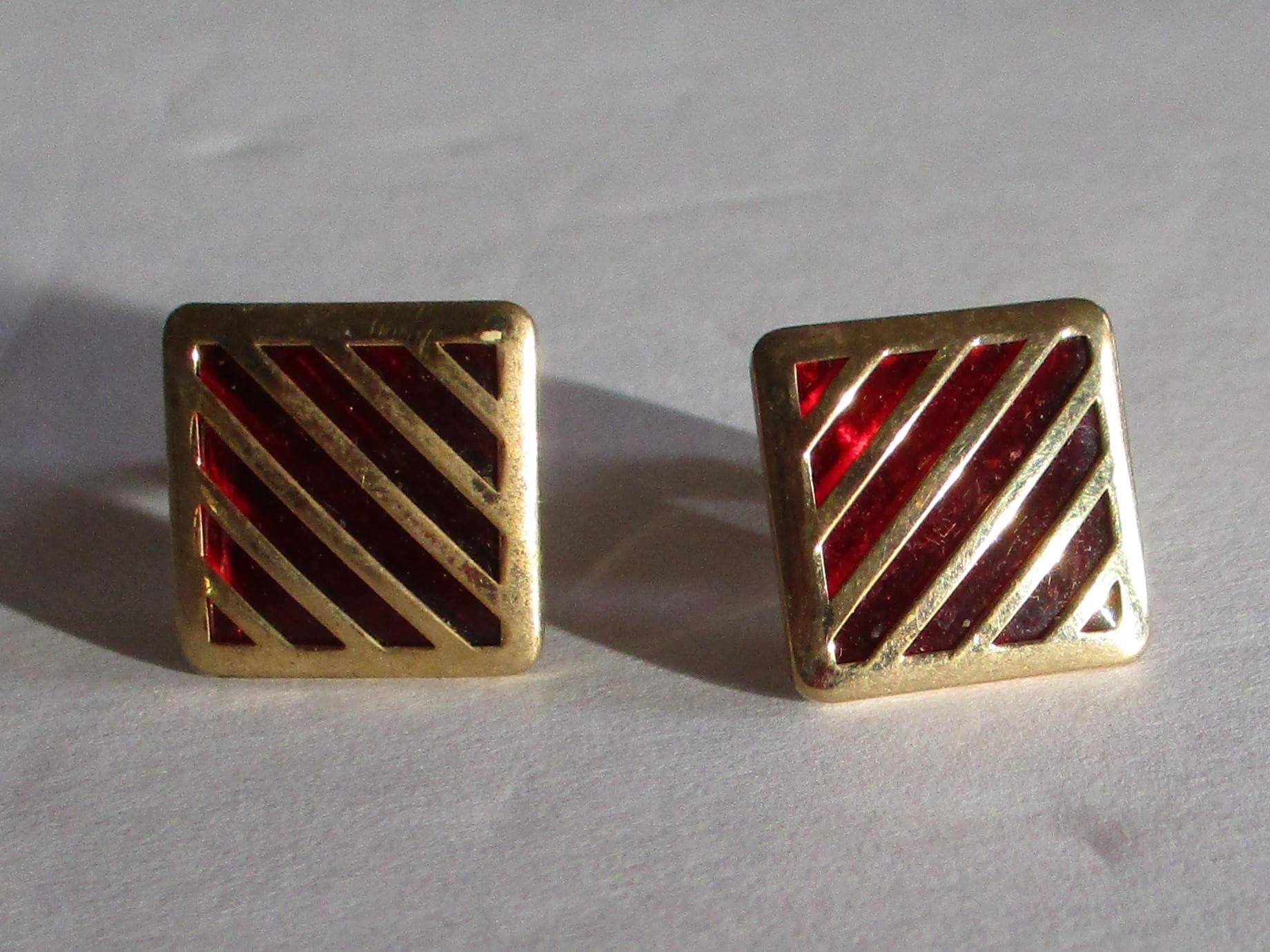 Pins De Revers Vintage Anson - Boutons De Manchette Et Attache-cravate En Pierre Marbre Noir - Occasion Excellent état