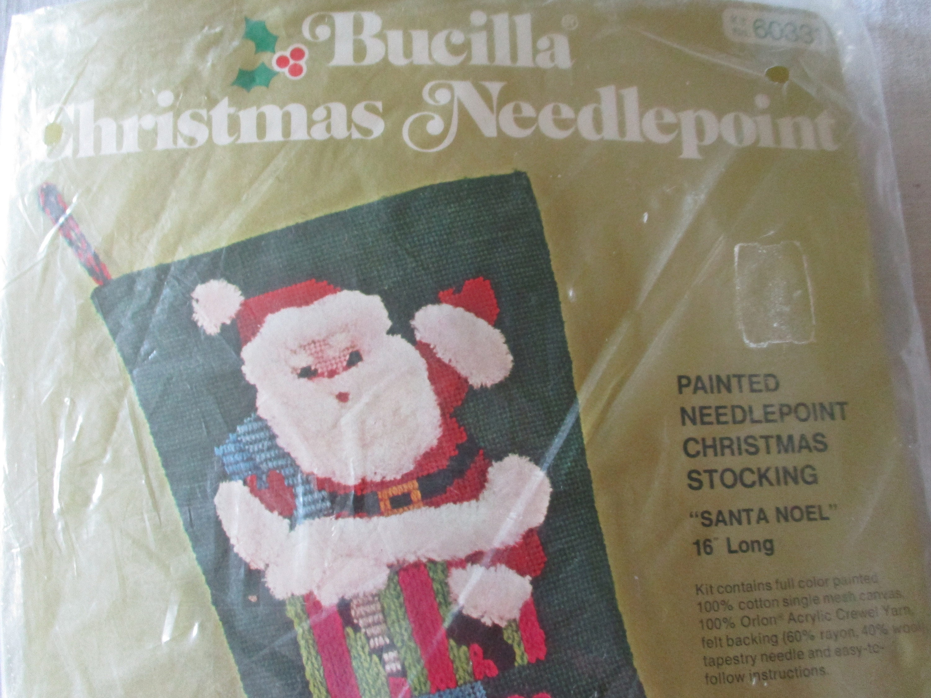 Needlepoint Christmas Stocking, Santa Needlepoint Christmas