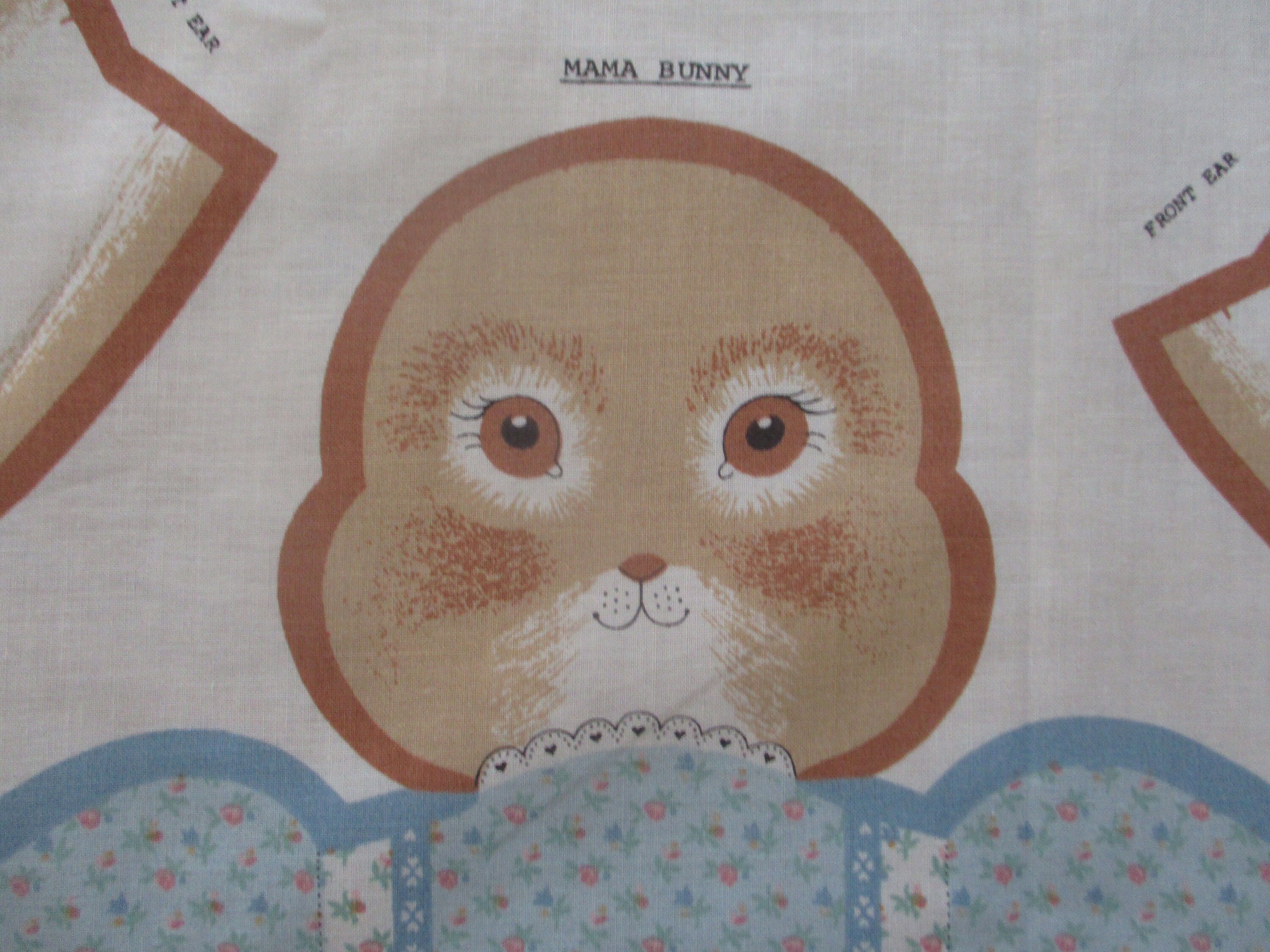 Rabbit Panel, Bunny Panel, Fabric Panel, Momma Bunny With Babies, Cut ...