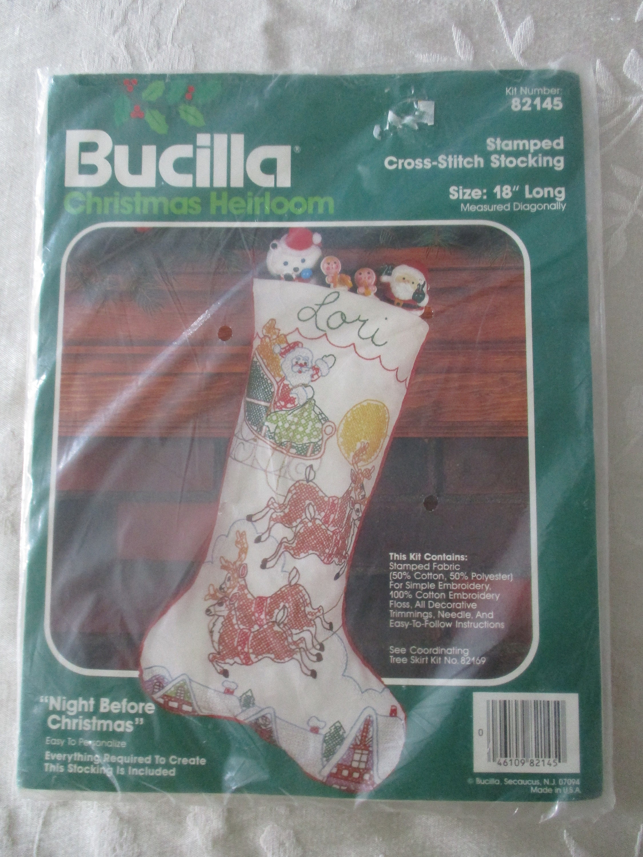 Stamped Christmas Stocking Kit Bucilla Christmas Heirloom Etsy