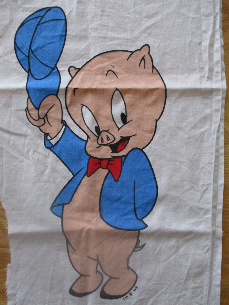 4/" Looney tunes porky pig front face fabric applique iron on character