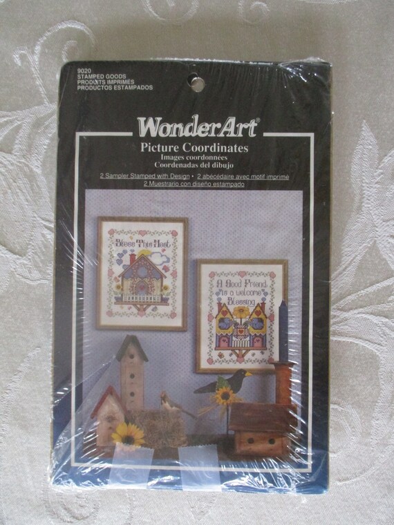 Triptych Stamped Cross Stitch Kits Birds and Flowers 14Count 48cmx20cm DIY Needle Work for Home Decor Triptych Birds and Flower
