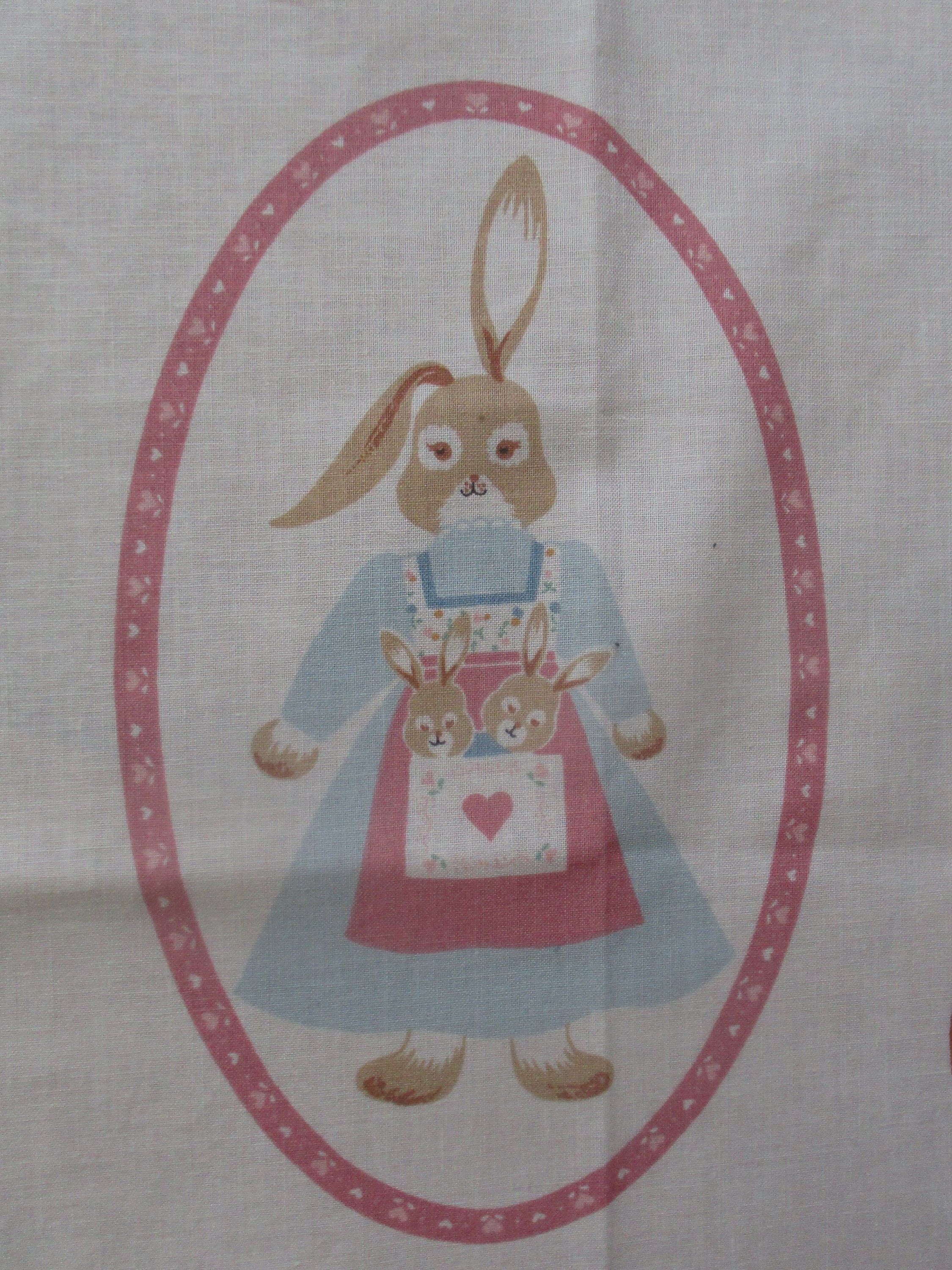 Rabbit Panel, Bunny Panel, Fabric Panel, Momma Bunny With Babies, Cut ...