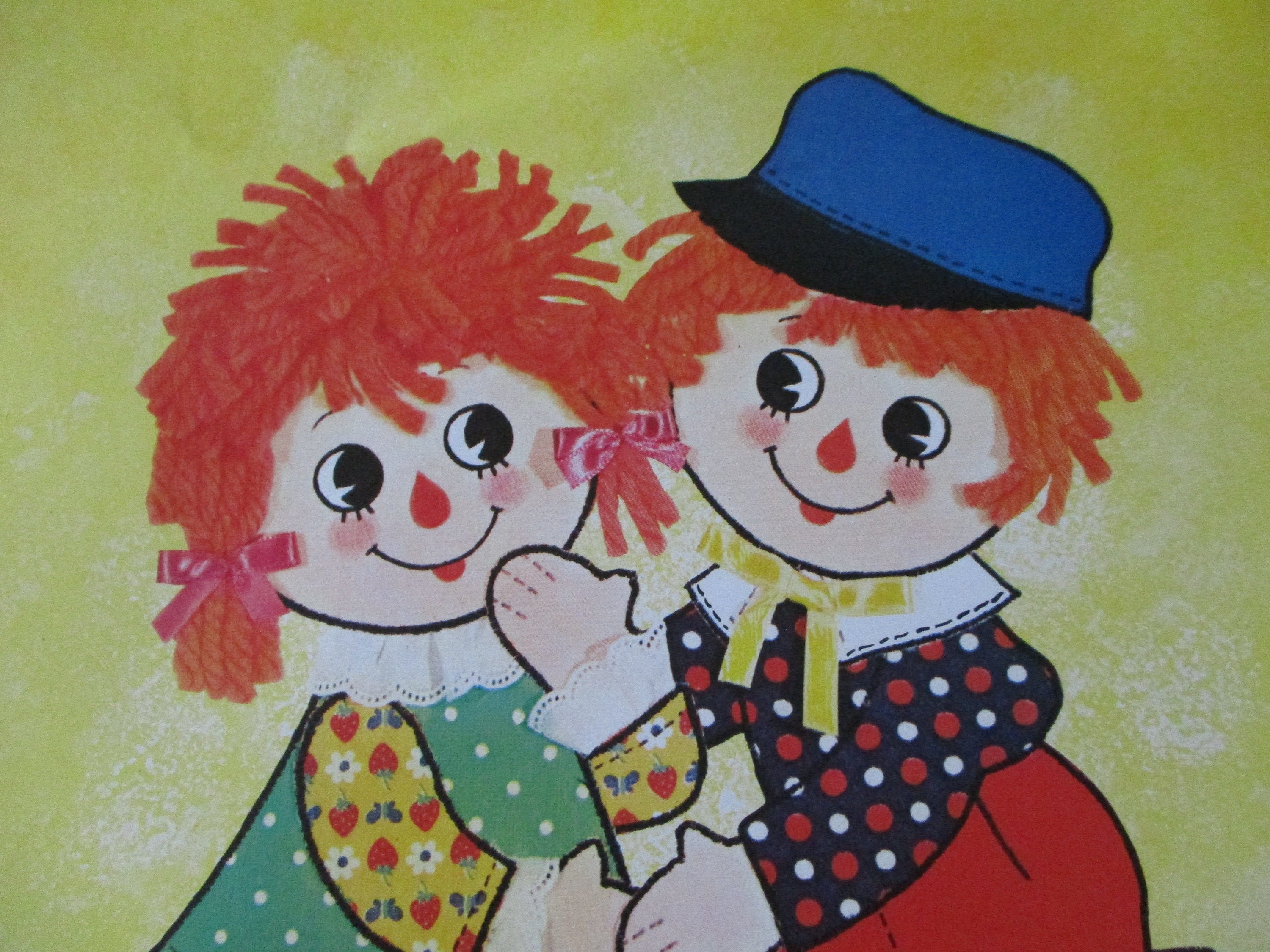 Raggedy Ann and Andy Pictures,vintage Litho Rag Doll Pictures