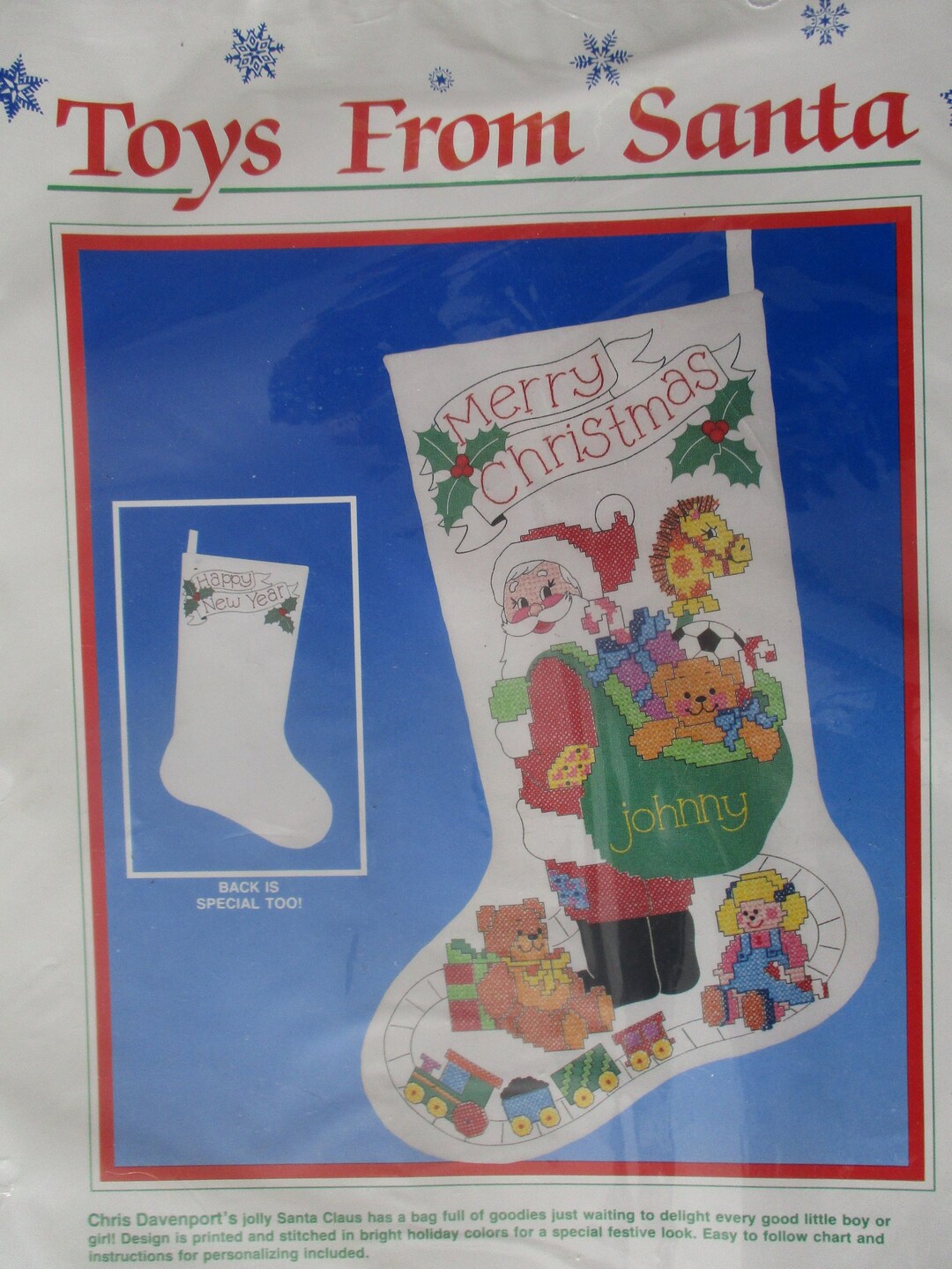 Stamped Cross Stitch Stocking Kit Toys From Santa Stocking Etsy