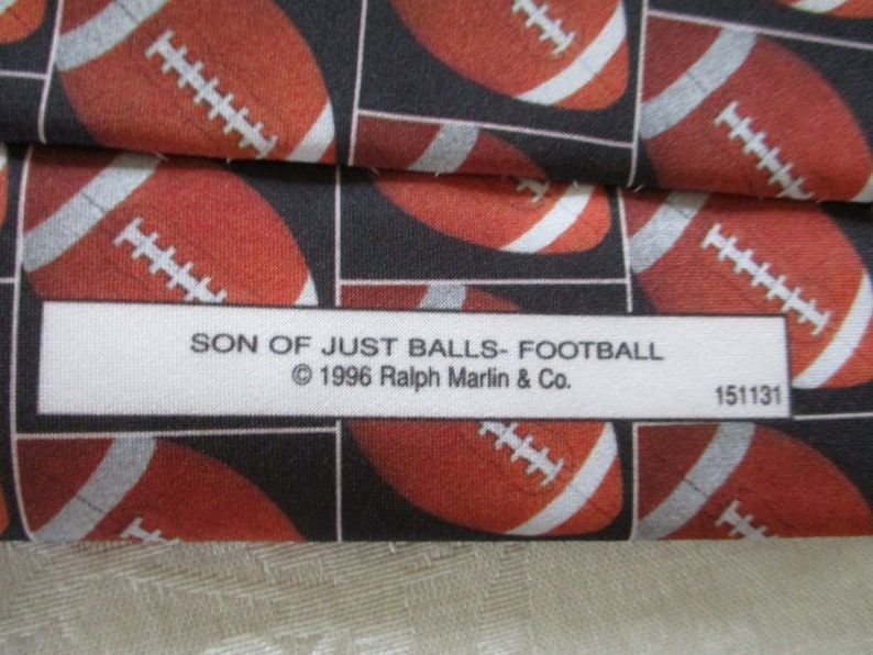 Vintage Football Tie, Just Balls Footballs, Sports Ralph Martin Men's Necktie, NFL Tie, Football Tie, Super Bowl, Kitsch, Novelty Tie, Balls image 3