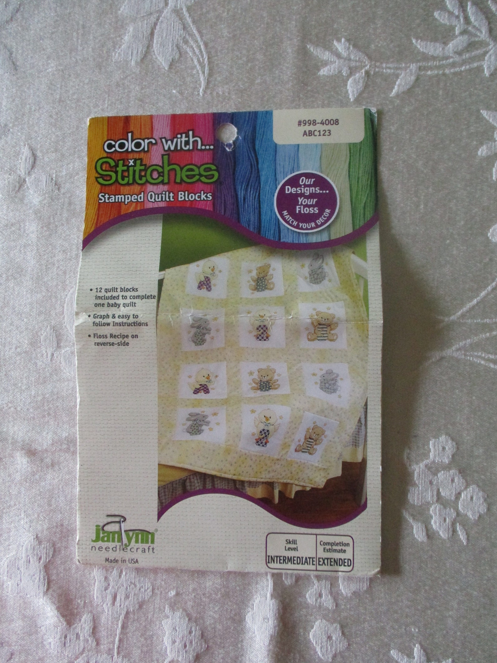 Stamped Quilt Blocks Stamped Baby Quilt Blocksstamped Etsy