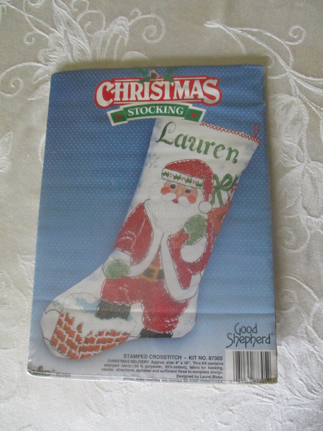 Stamped Cross Stitch Stocking Kitstamped Christmas Stocking Etsy