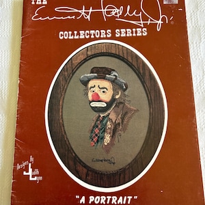 Emmett Kelly Jr.,  2 Counted Cross Stitch Patterns, 2 Leaflets, Clown, Collector's Series, A Portrait, The Balancing Act, Famous Clown, Nose