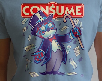 Obedecer y CONSUMIR - Camiseta oscura y divertida Ellos viven, nosotros dormimos (versión Moneypoly) Sátira política Capitalismo