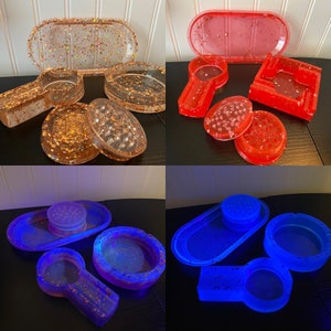Custom Resin Art Complete Rolling Tray Smokers Set