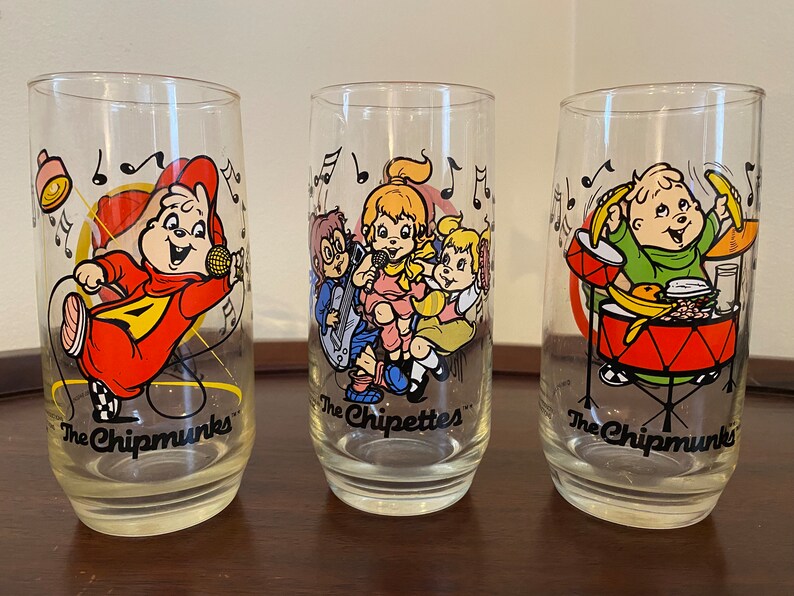 Chipette Instruments 1985 Vintage Alvin & the Chipmunks Glasses | Set of 3 | - Etsy