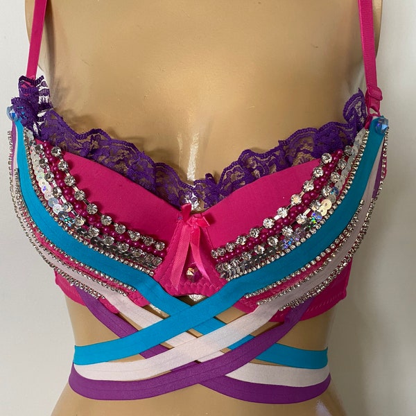 34B Rainbow Unicorn Custom Halloween Rave Bra