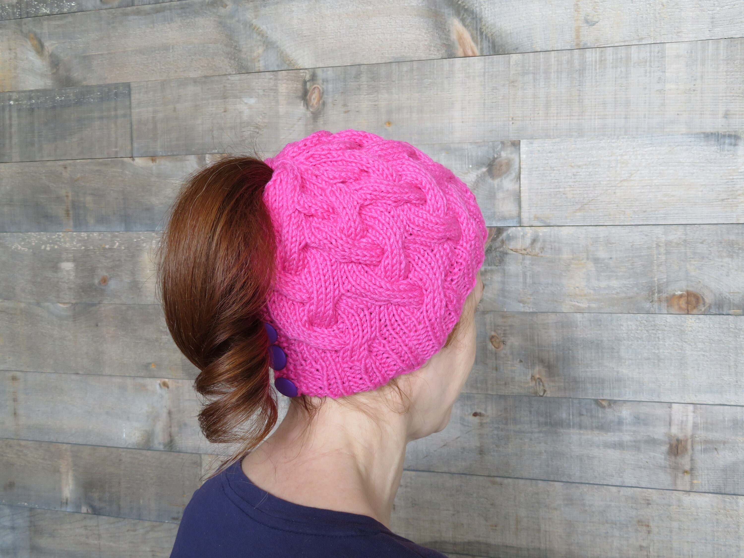 Bonnet D'hiver Chaud En Tricot Torsadé Pour Chignon Et Cheval - Bonnet