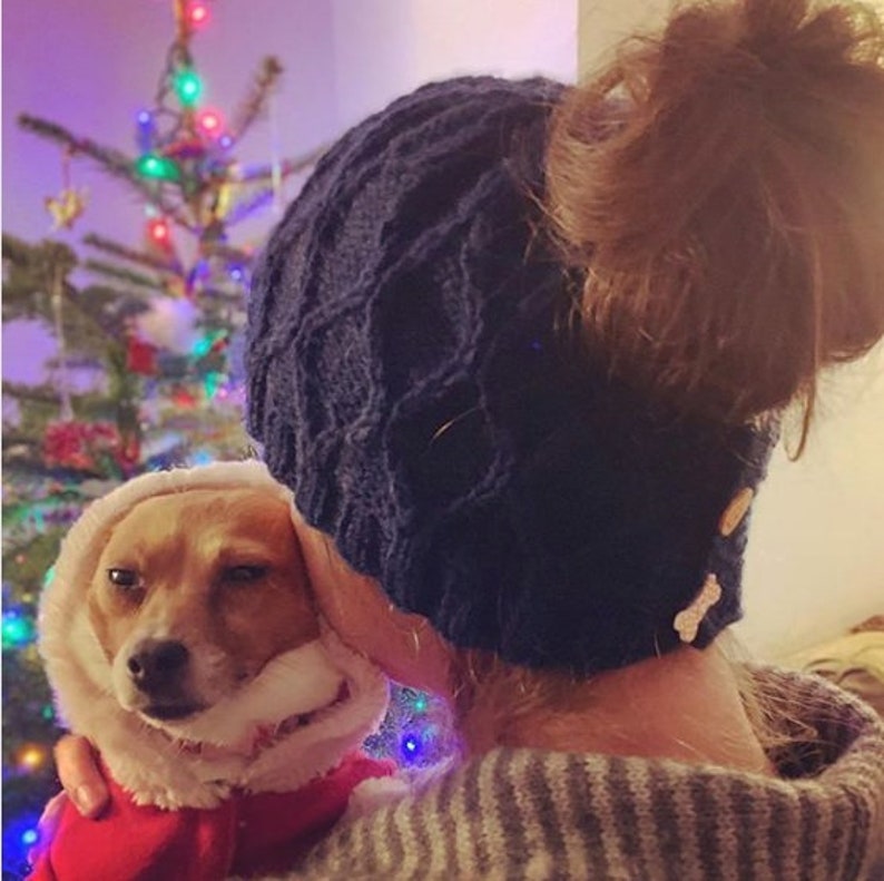 Knitting pattern Trellis Ponytail Hat knitting pattern messy afbeelding 3