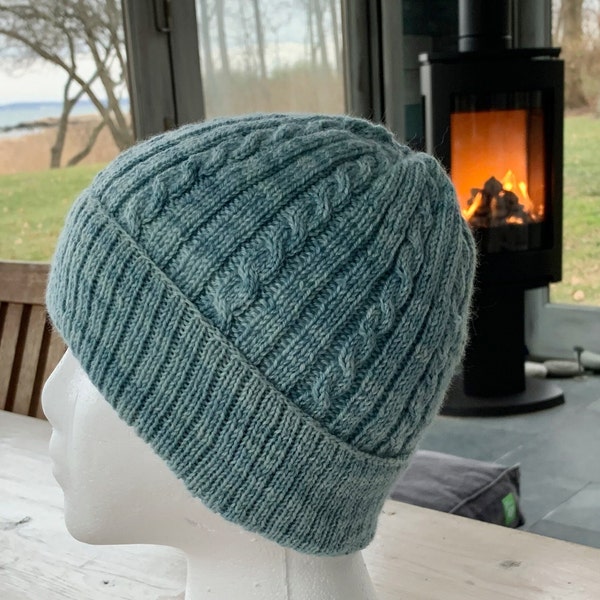 Sledding and Snowballs winter hat knitting pattern, cabled knit hat pattern, sock yarn hat pattern, women's hat pattern for fingering yarn