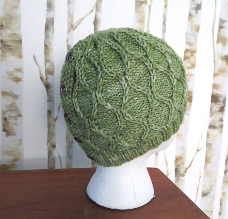 Knitting pattern Trellis Ponytail Hat knitting pattern messy afbeelding 9